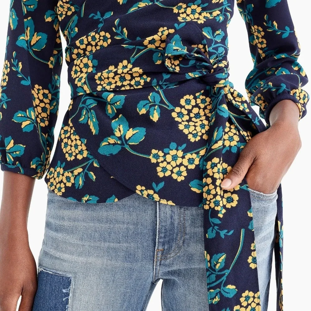 NWT J. Crew‎ Women's Drapey Floral Wrap Top